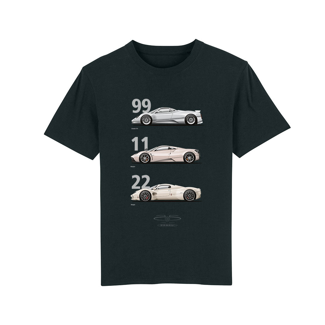 T-Shirt Zonda/Huayra/Utopia Schwarz – 25. Jahrestag