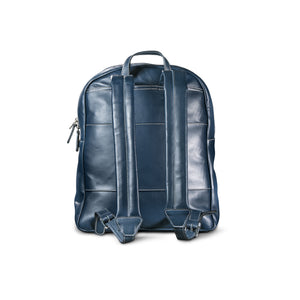 backpack navy blue and leather Leather Backpack Navy – Pagani Store