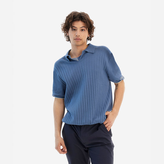 Polo tricot para hombre azul claro