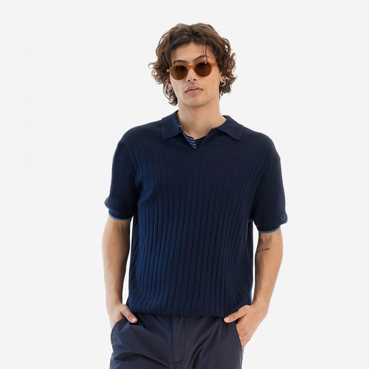 Polo tricot para hombre azul marino