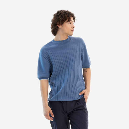 Camiseta tricot para hombre azul claro