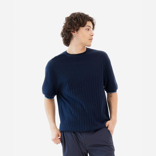 Camiseta tricot para hombre azul marino