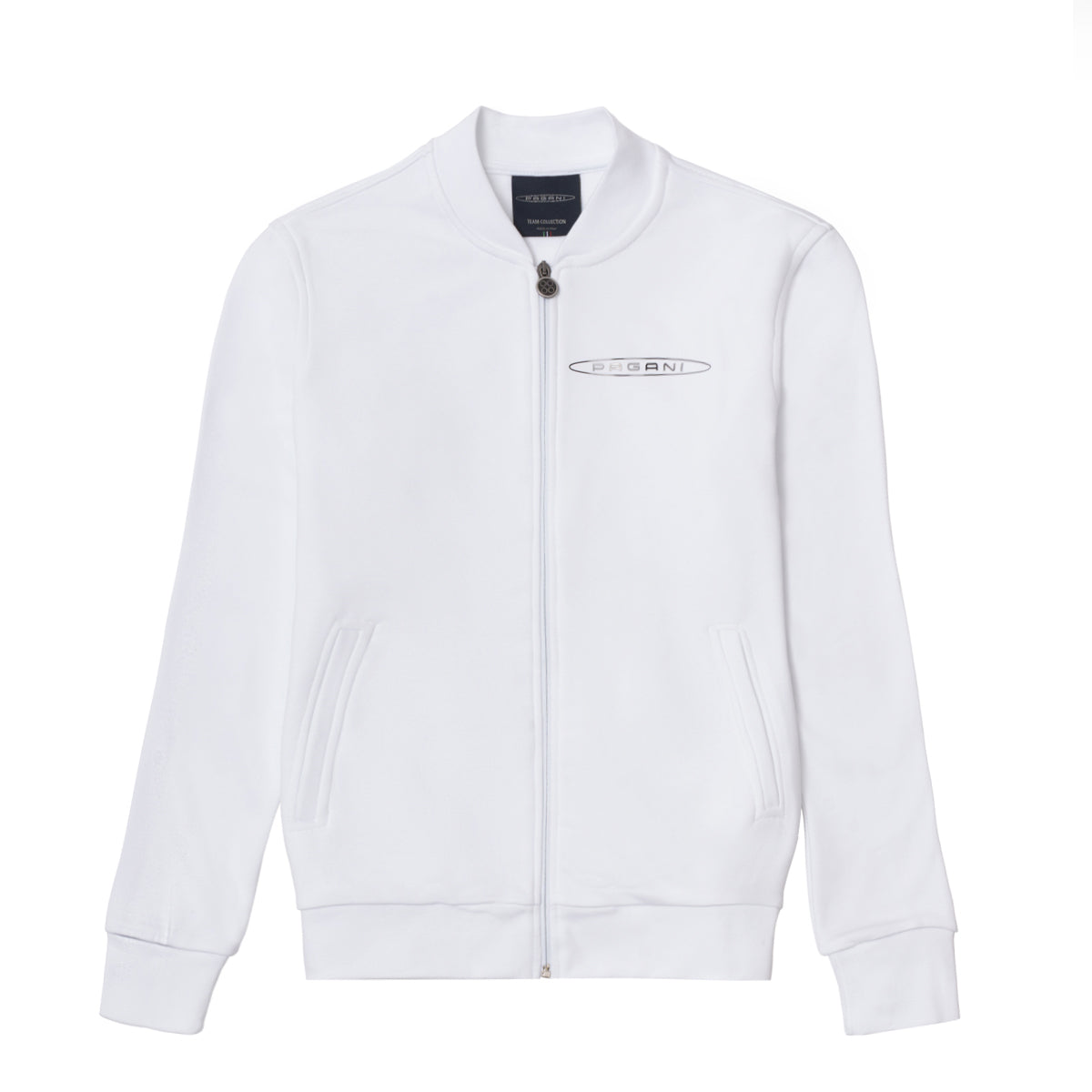 Herren-Basic-Sweatshirt Mit Durchgehendem Reissverschluss Weiß | Team Collection