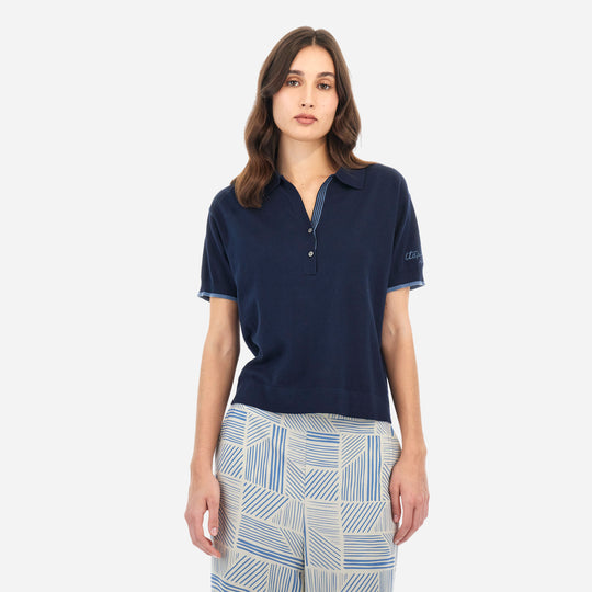 Polo tricot para mujer azul marino