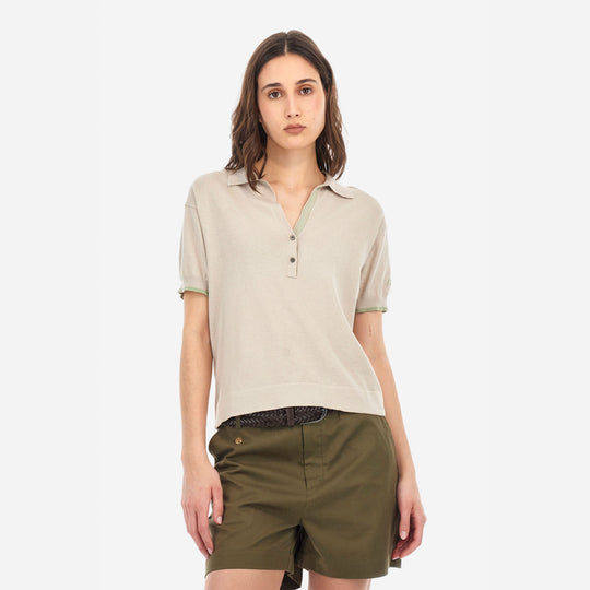 Polo tricot para mujer beige