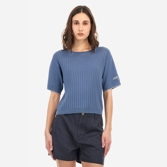 Camiseta tricot para mujer azul claro