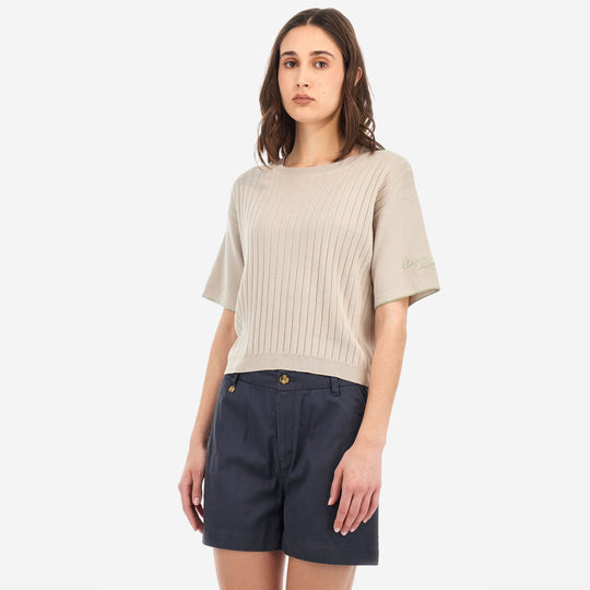 Camiseta tricot para mujer beige