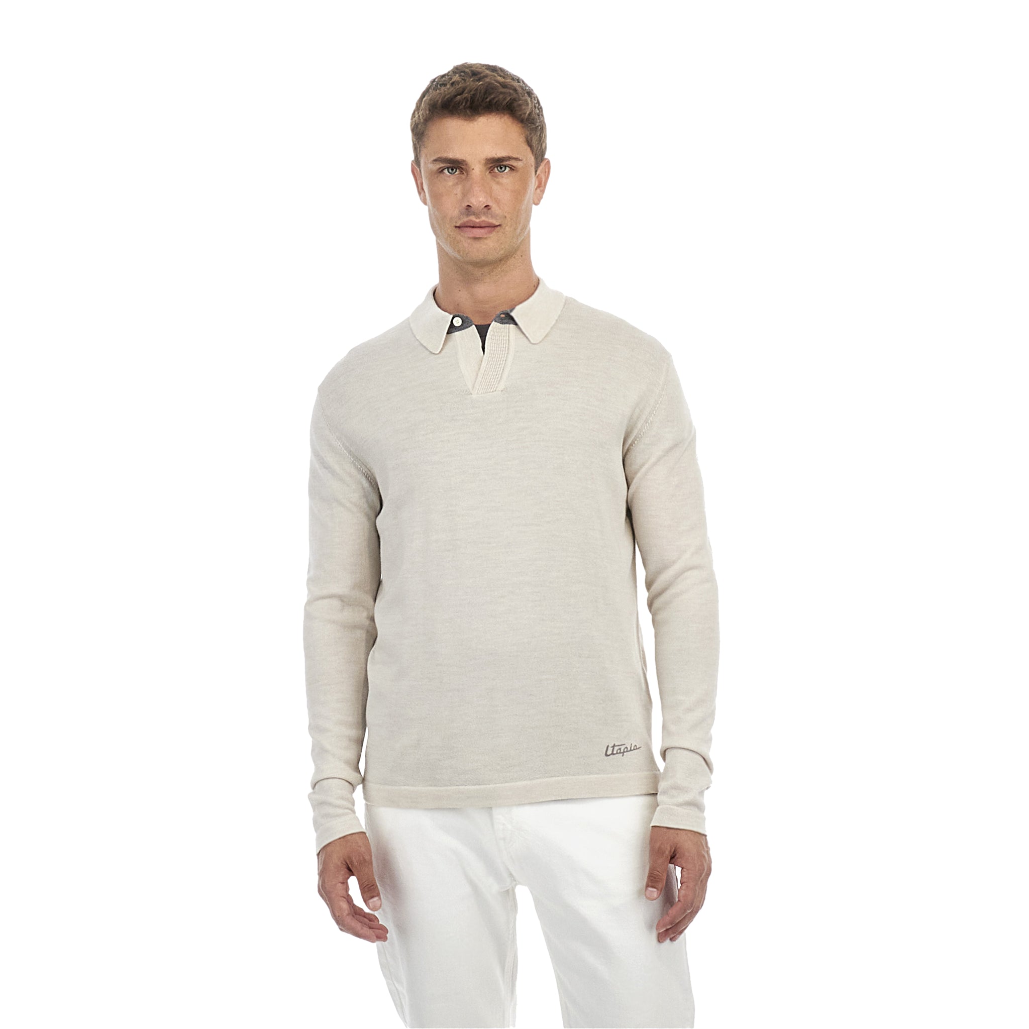 Men’s Cream Long-Sleeve Polo Shirt | Utopia Capsule by La Martina