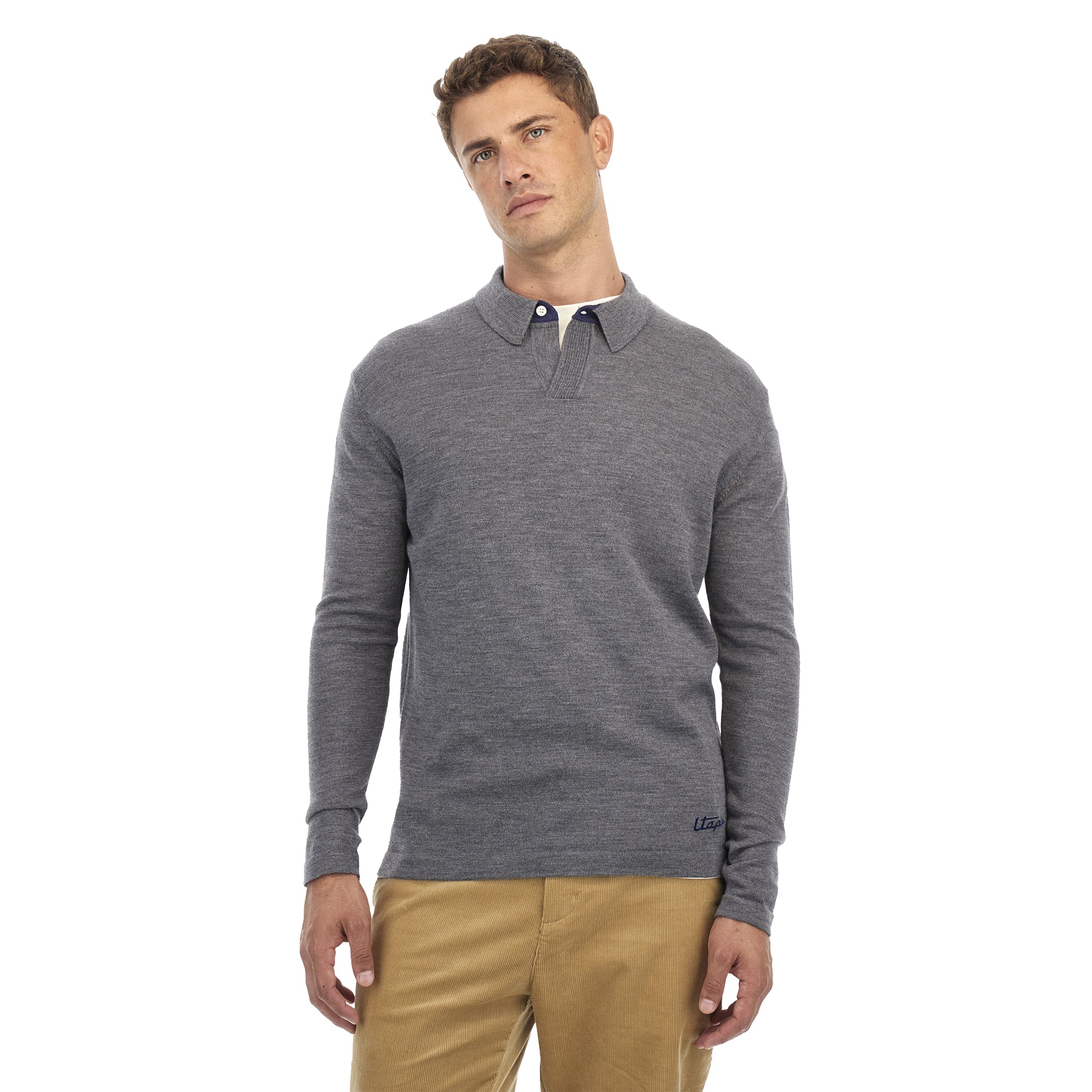 Men’s Dark Gray Long-Sleeve Polo Shirt | Utopia Capsule by La Martina