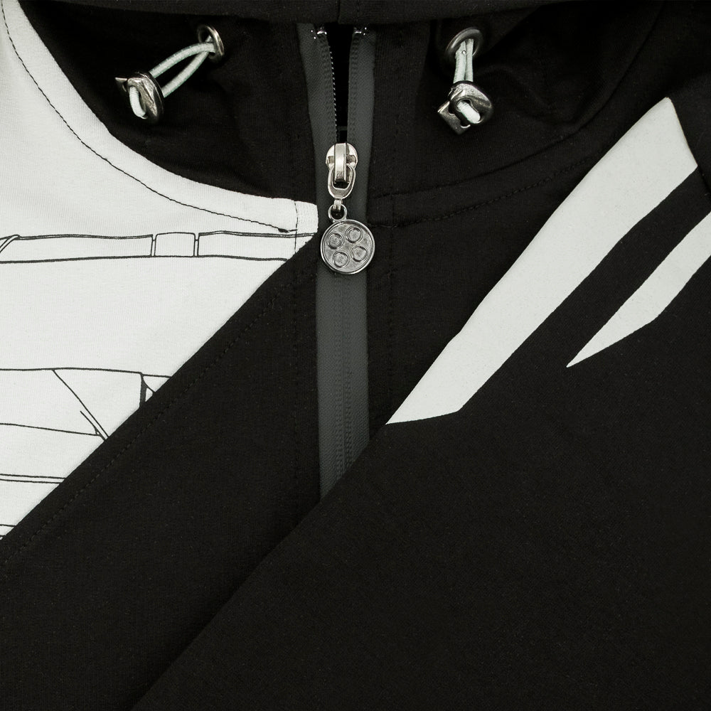 Herren-Kapuzensweatshirt mit durchgehendem Reißverschluss, schwarz | Huayra BC Collection