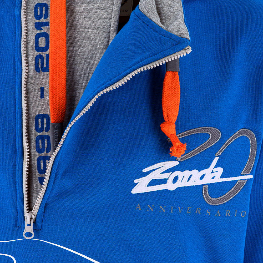 Sudadera con capucha Zonda C12 azul para hombre | 20° aniversario del Zonda