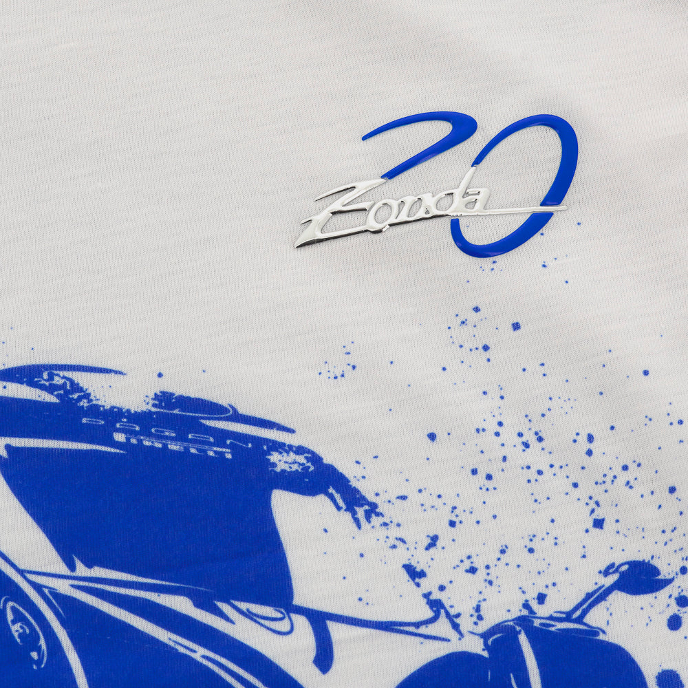 Herren-T-Shirt Zonda R Skizzen, blau/weiß | Zonda 20° Anniversario