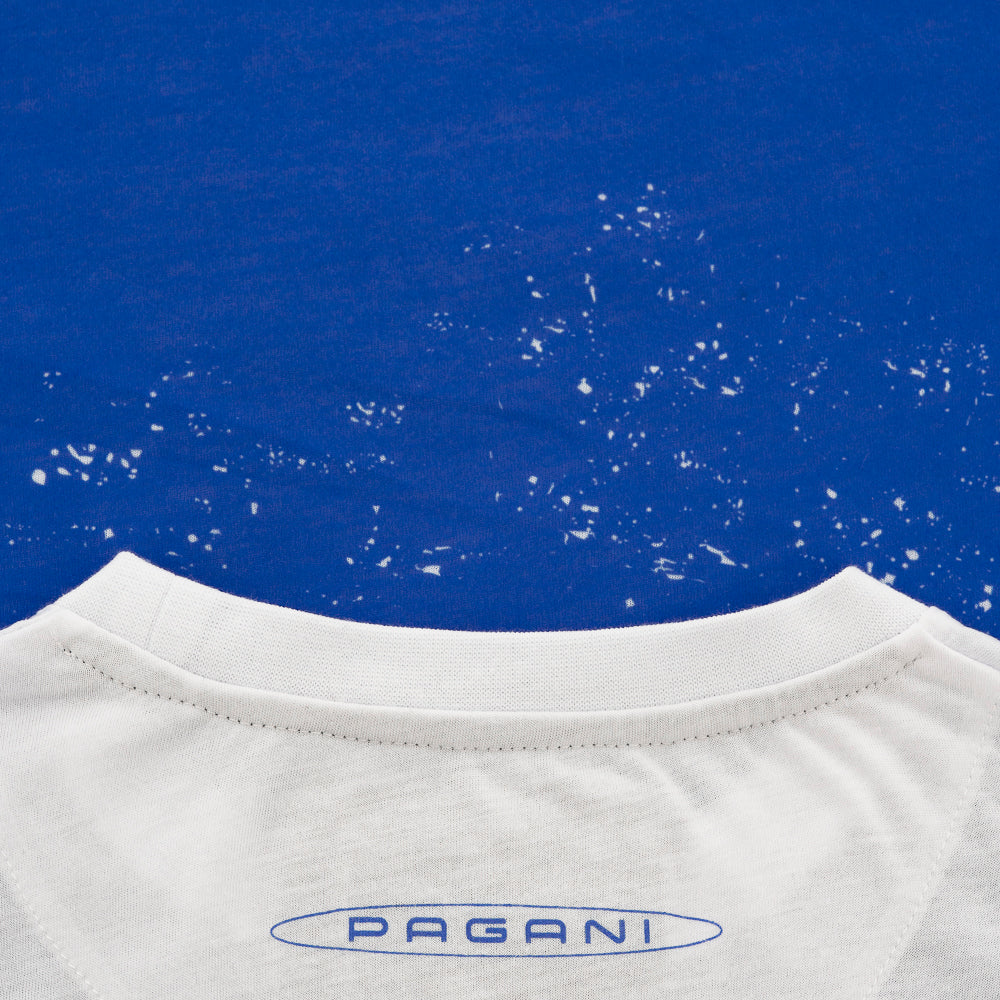 Herren-T-Shirt Zonda R Skizzen, blau/weiß | Zonda 20° Anniversario