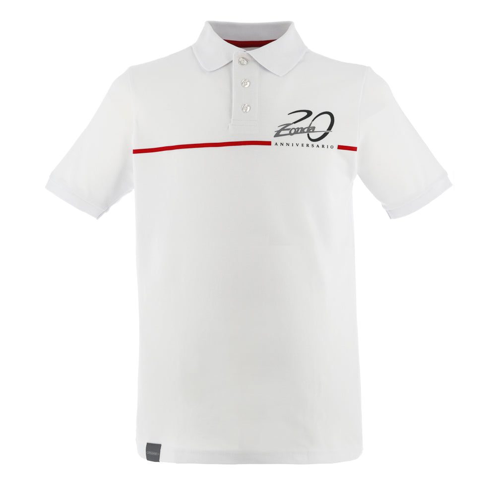 Men's white Zonda Cinque polo shirt | Zonda 20th Anniversary