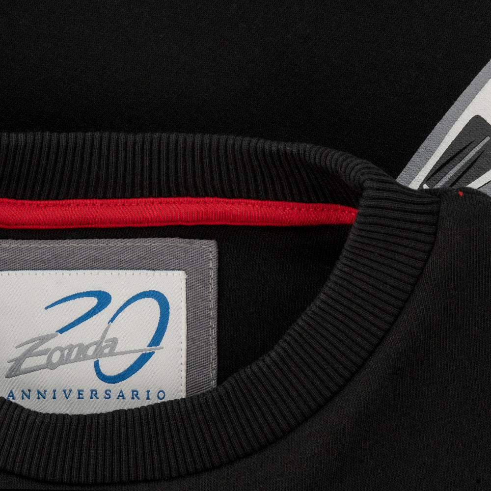 Sweat-shirt noir col rond Zonda Cinque pour homme | 20e anniversaire de la Zonda