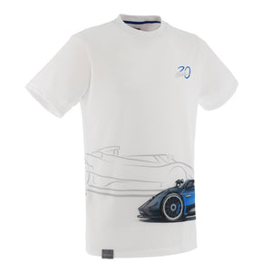 T-shirt blanc Zonda HP Barchetta pour homme | 20e anniversaire du Zonda