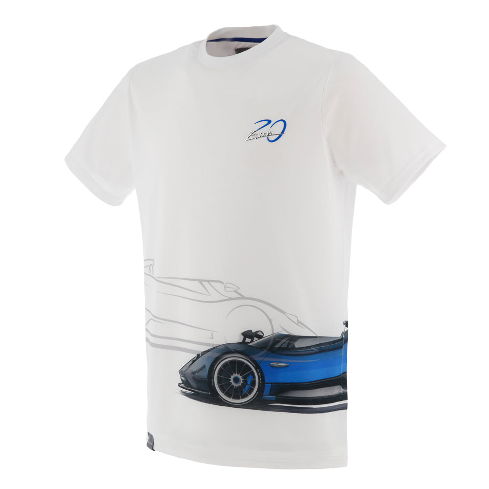 Camiseta Zonda HP Barchetta blanca para hombre | 20° aniversario del Zonda