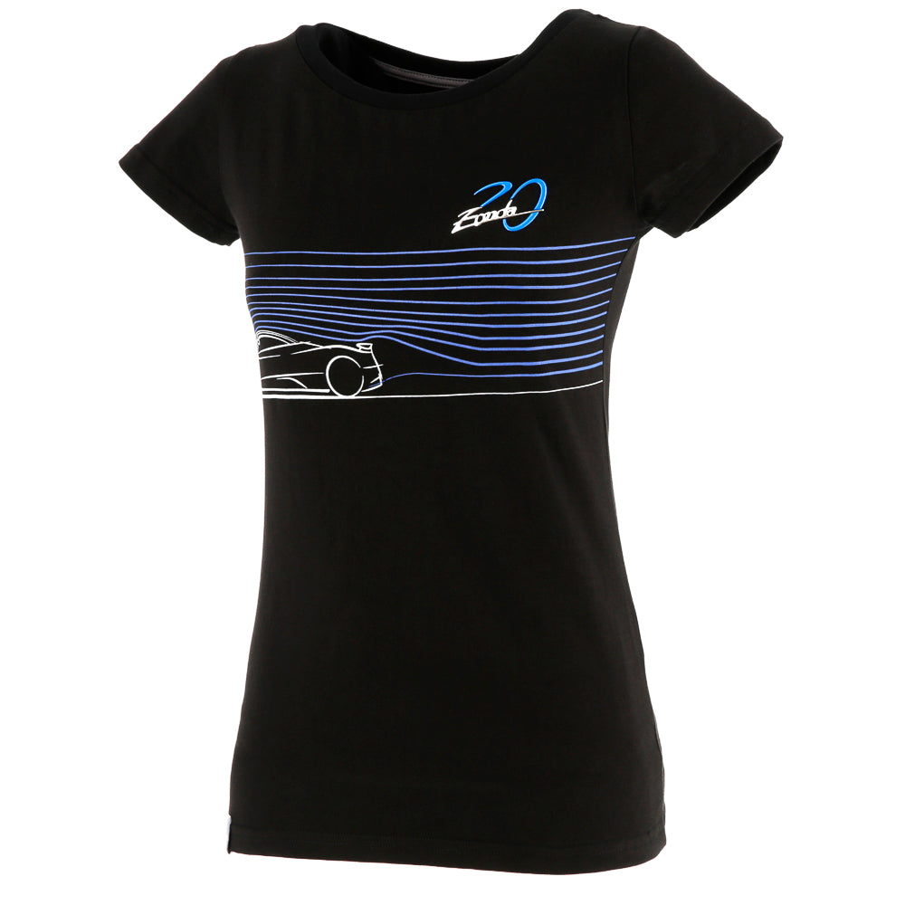 Damen schwarz Zonda C12 T-shirt | Zonda 20. Jahrestag