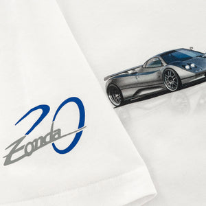 T-shirt blanc Zonda Barchetta 20e anniversaire pour homme | Zonda 20e anniversaire