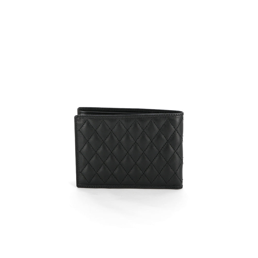 Men's leather wallet with black carbon fiber inserts