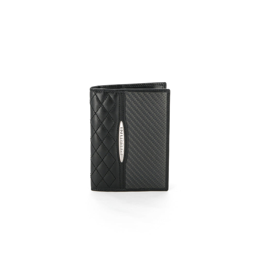 Leather passport holder with black carbon fiber inserts | Aznom