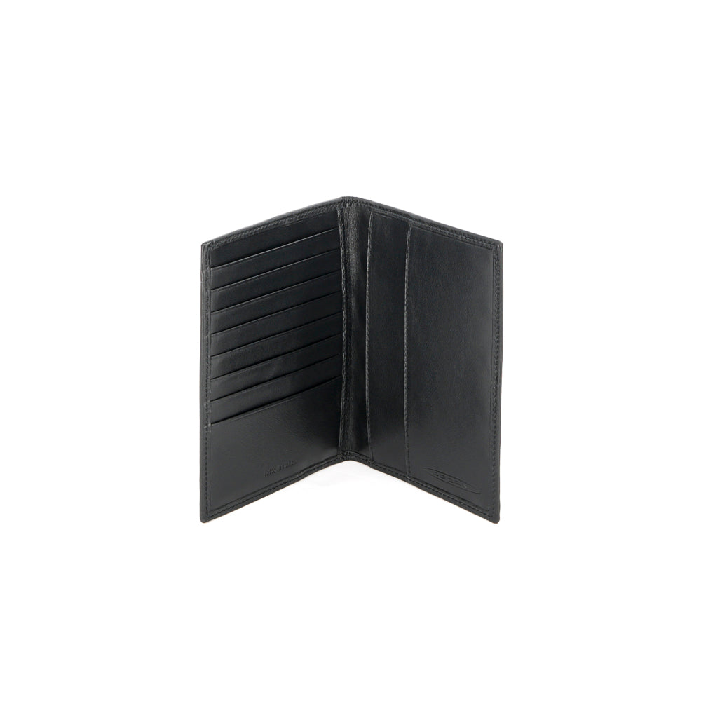 Leather passport holder with black carbon fiber inserts | Aznom