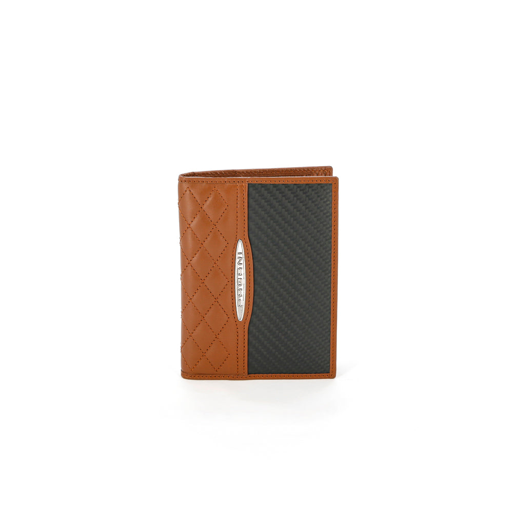 Leather passport holder with carbon fiber inserts | Aznom