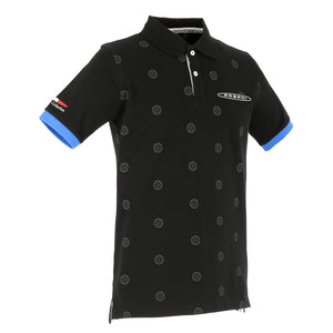 Herren-Polohemd mit All-Over-Logo, schwarz | Pagani Team Collection