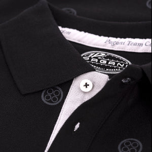 Herren-Polohemd mit All-Over-Logo, schwarz | Pagani Team Collection