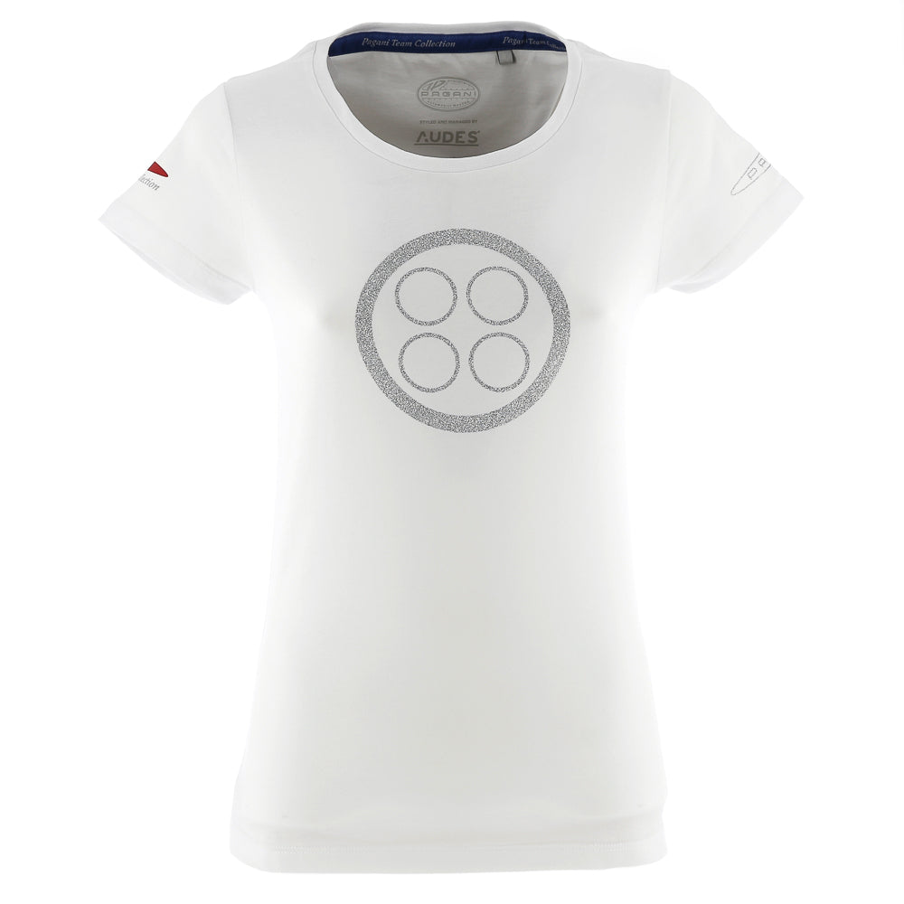 Camiseta con logotipo de brillantina para mujer| Pagani Team Collection