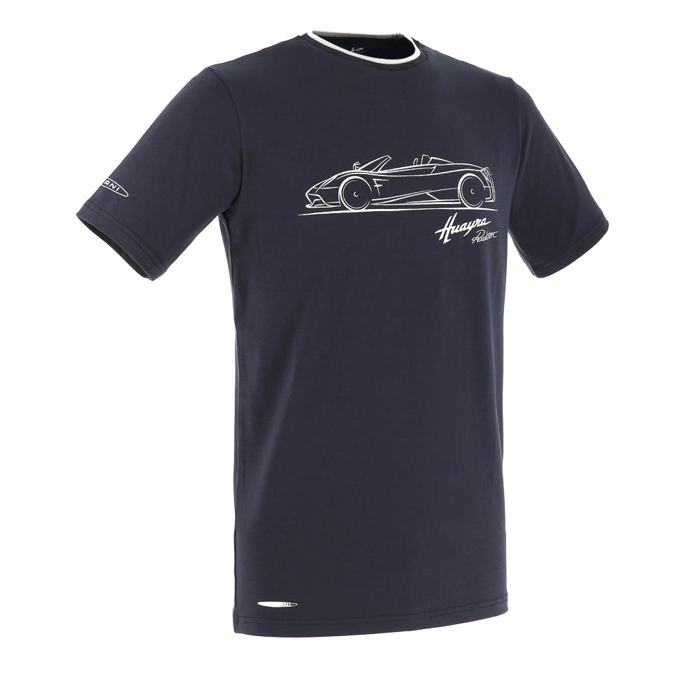 Herren-T-Shirt mit Skizzen, blau | Huayra Roadster Collection