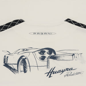 Camiseta blanca con logotipo en 3D para hombre | Colección Huayra Roadster