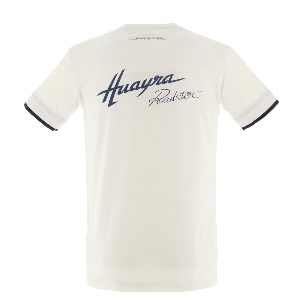 T-shirt blanc motif floqué pour homme | Collection Huayra Roadster