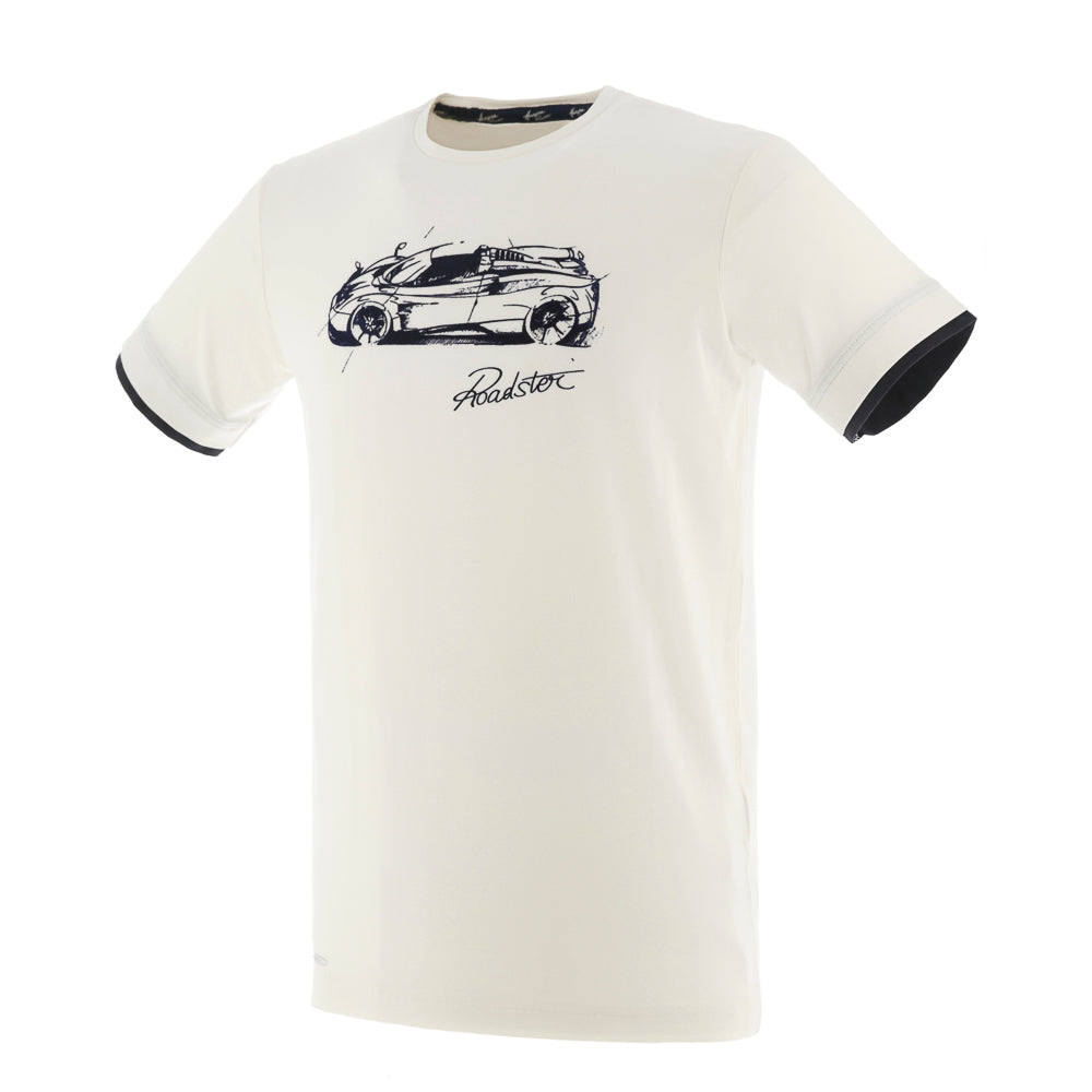 Herren-T-Shirt mit Flockdruck, weiß | Huayra Roadster Collection