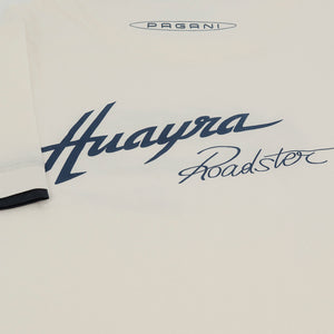 Camiseta blanca con estampado flocado para hombre | Colección Huayra Roadster