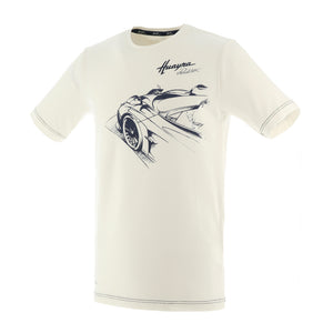 T-shirt croquis blanc 3/4 pour homme | Collection Huayra Roadster