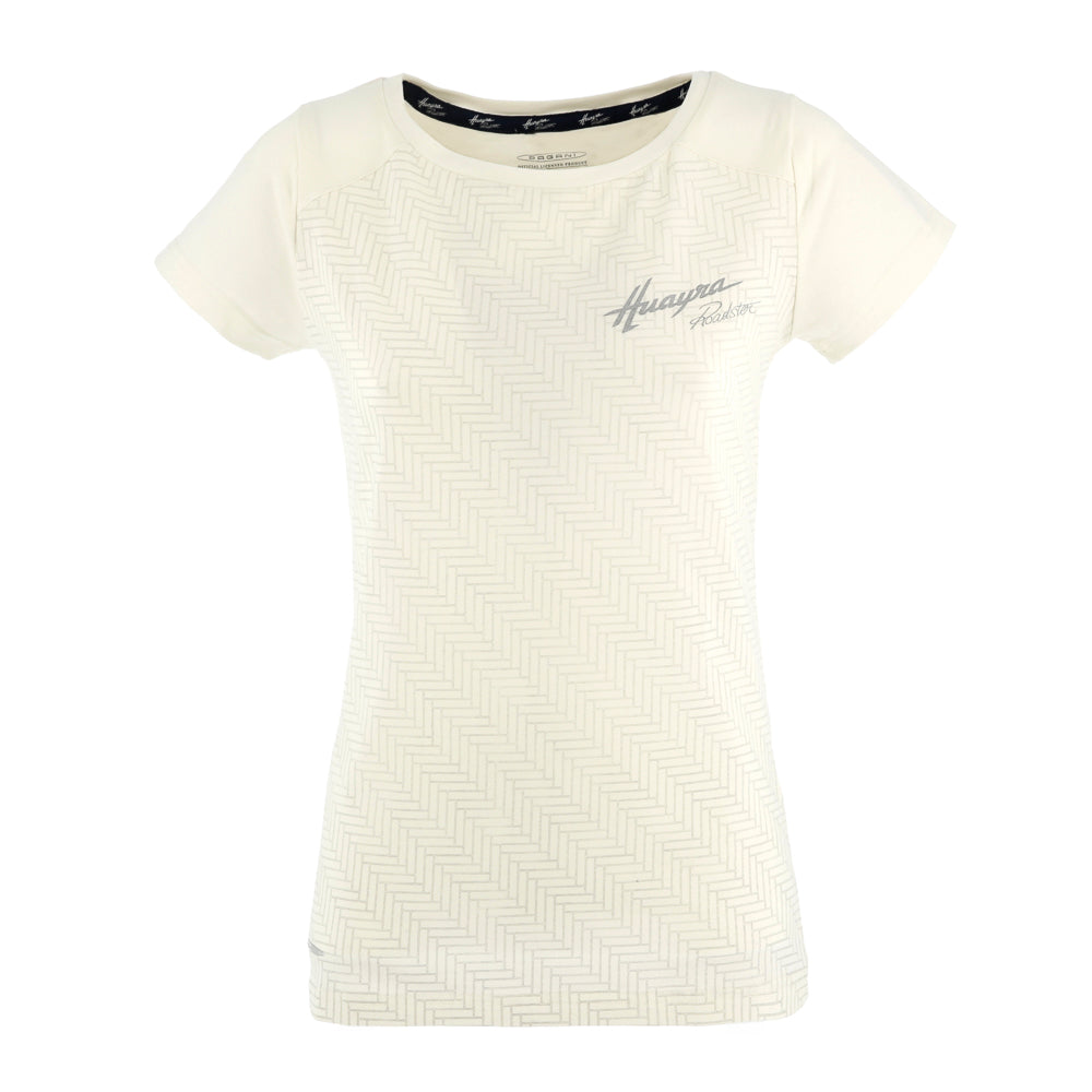 Women's white boat neckline T-shirt | Huayra Roadster Collection