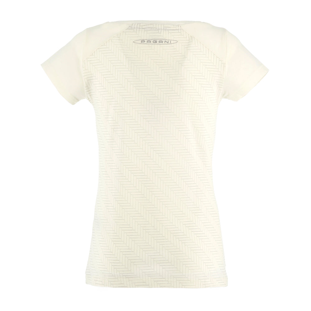 Camiseta blanca de cuello barco para mujer | Colección Huayra Roadster