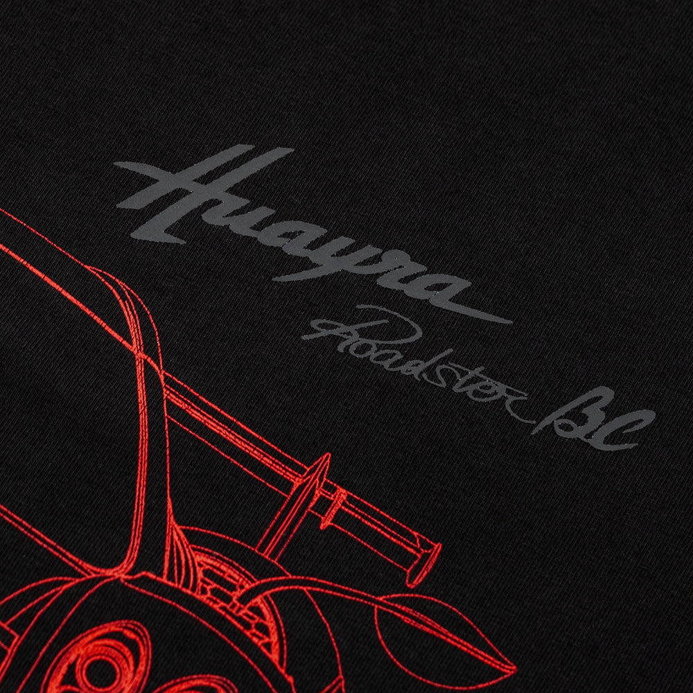 Men’s Black Front-Print T-Shirt | Huayra Roadster BC Collection