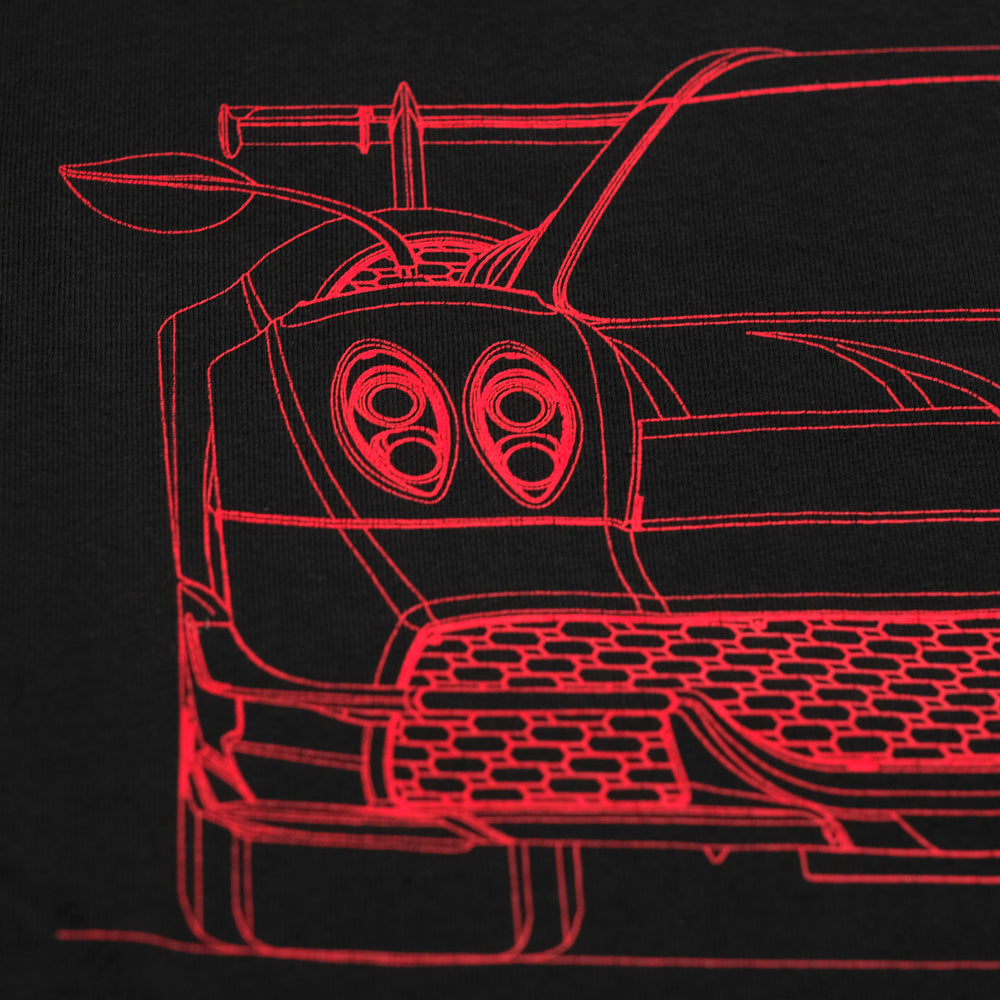 T-shirt imprimé avant noir pour homme | Collection Huayra Roadster BC
