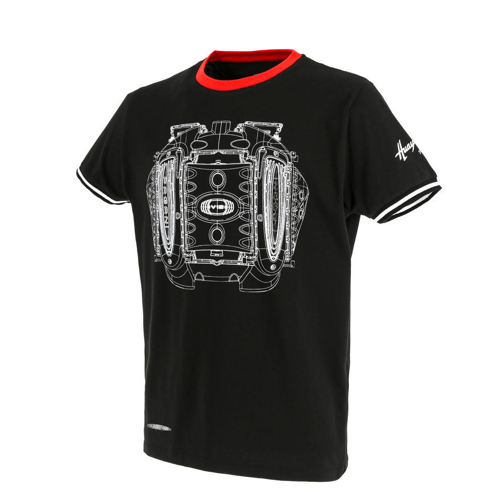 Camiseta negra motor para hombre | Colección Huayra Roadster BC