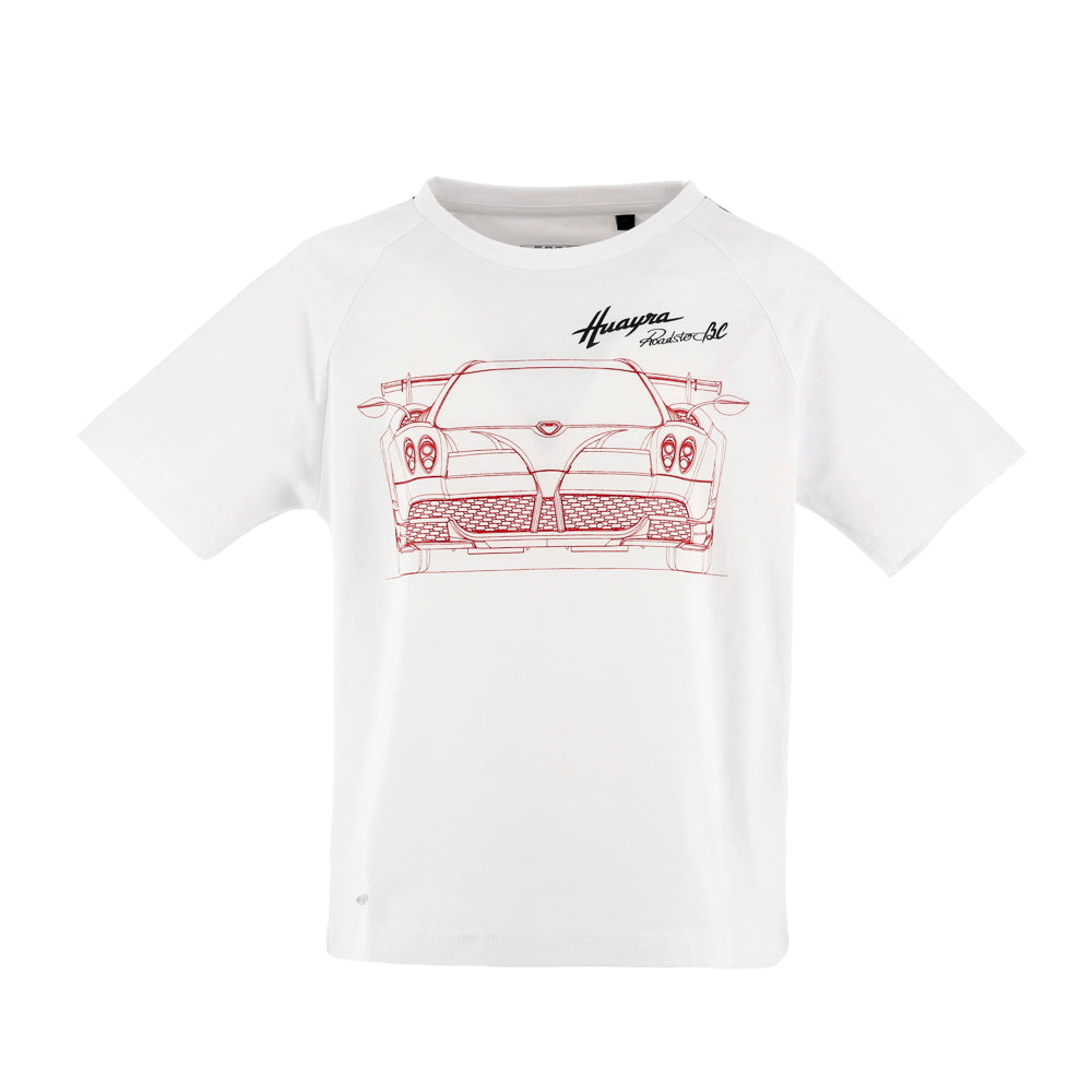 T-shirt Bimbo stampa frontale Bianca | Collezione Huayra Roadster BC