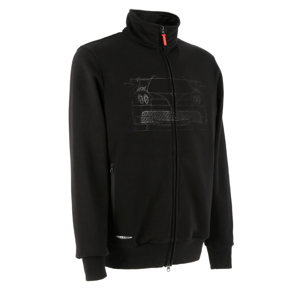 Herrensweatshirt mit durchgehendem Reißverschluss, schwarz | Huayra Roadster Collection BC