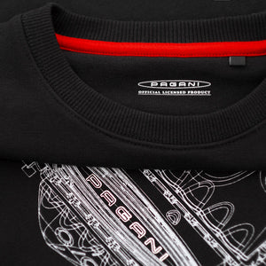 Men’s Black Engine Print Crew-Neck Sweatshirt | Huayra Roadster BC Collection