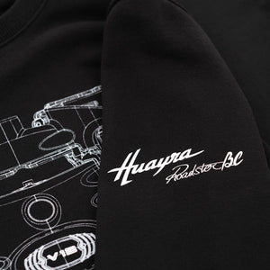 Felpa Girocollo stampa Motore Uomo Nera | Collezione Huayra Roadster BC